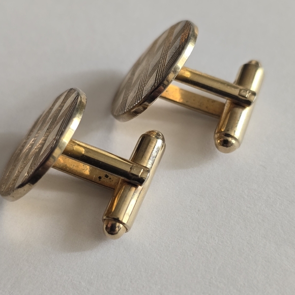 Vintage cuff links crisscross circle gold tone cufflinks criss cross - Picture 4 of 8